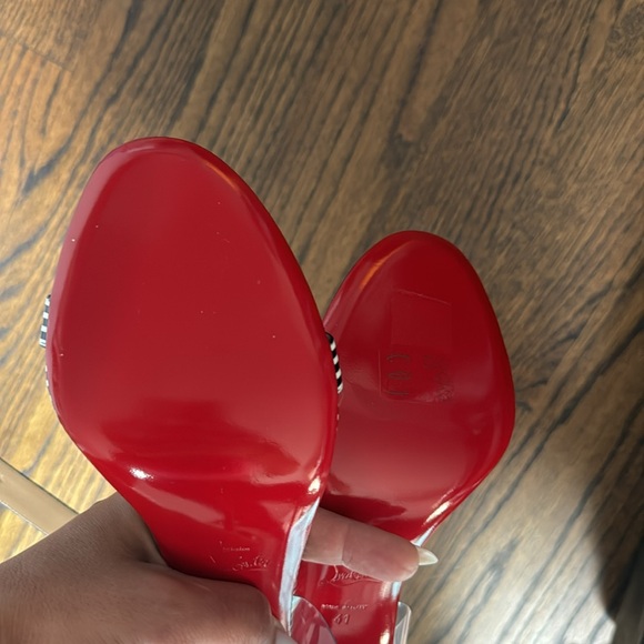 CHRISTIAN LOUBOUTIN Patent PVC Striped Illusion Jonatina 100 Sandals 41 - Picture 10 of 11